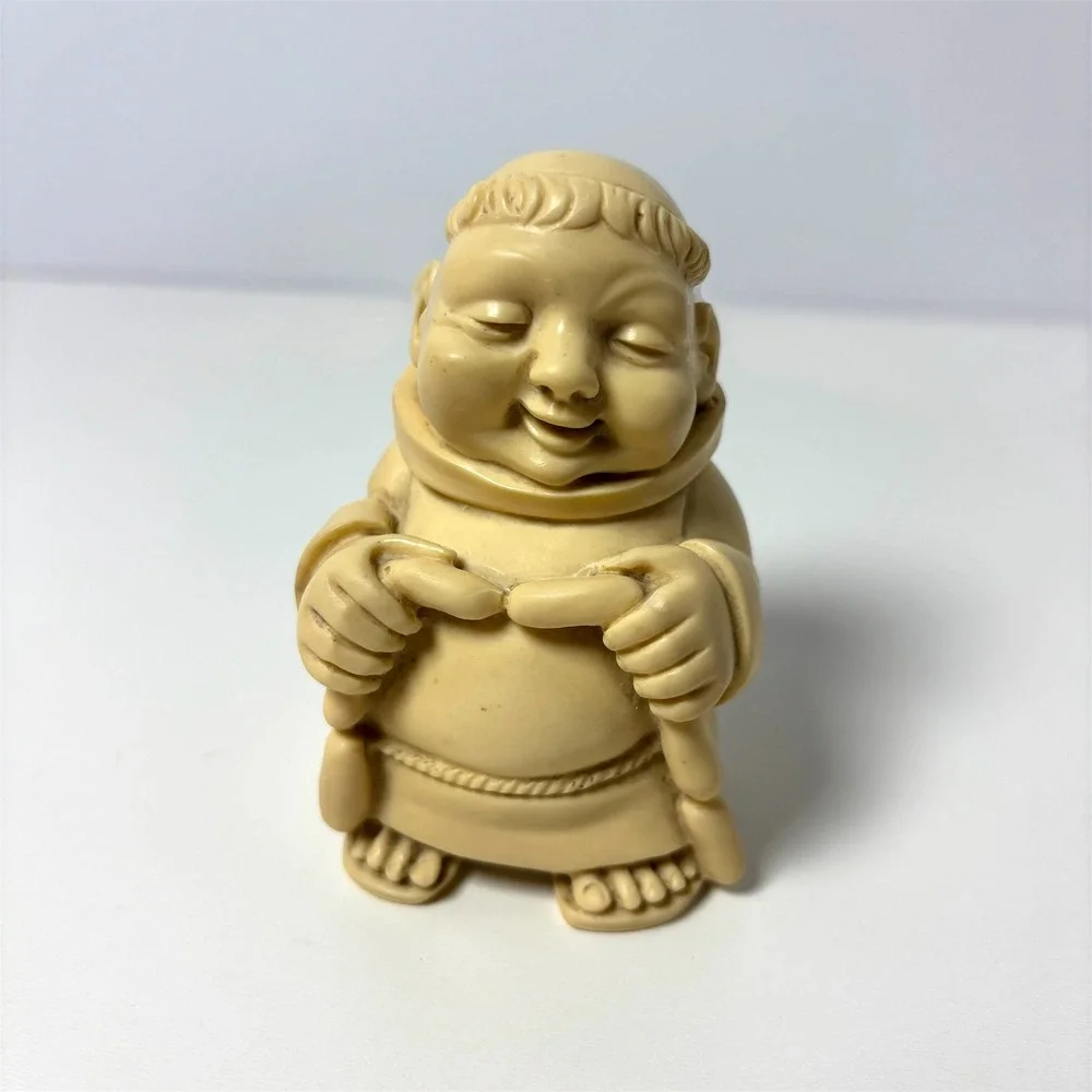 Vintage Gino Ruggeri Alabaster Monk Set‎ of 2 Jolly Friar Resin Figurines